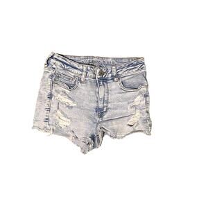 American Eagle Denim Shorts Womens Size 8 Blue Distressed Next Level Stretch